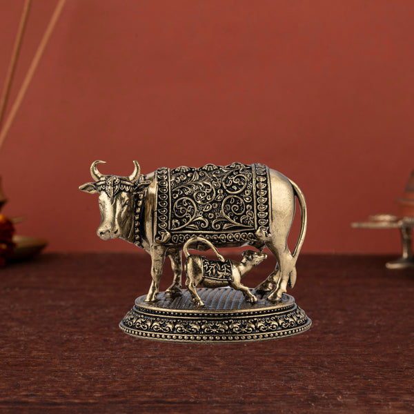 Gau Mata Sacred Gau Mata Brass Idol- Traditional Cow Statue for Home Temple