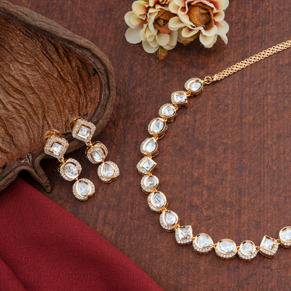 Rani Amara; Luxury Brass Kundan necklace set – lightweight traditional jewellery for modern occasions