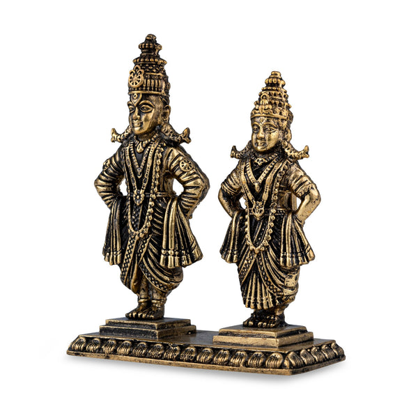 Brass Lord Vitthal & Goddess Rukmini Set