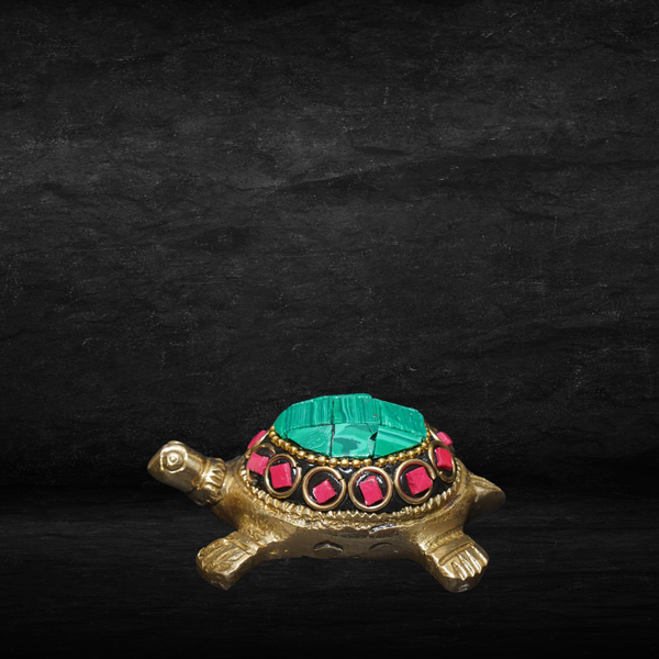 EverGuard Mini Green Tortoise Brass Idol – Smallest Size with Healing Green Stone