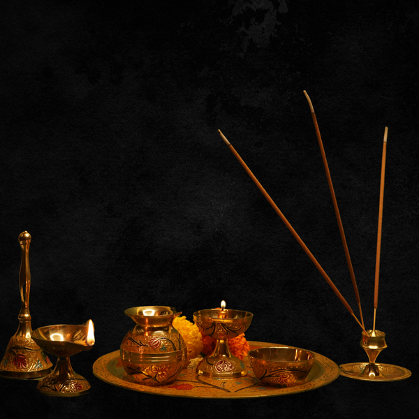 Divya Aradhana Brass Pooja Thali Set – 7-Piece Traditional Brass Puja Essentials for Daily Rituals, Gifting & Festive Ceremonies